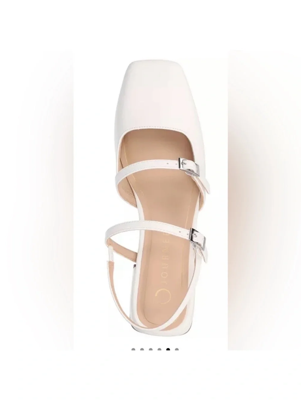 NWOB Journee Collection Cream Double-Strap Square-Toe Mary Jane Flats, Size 10